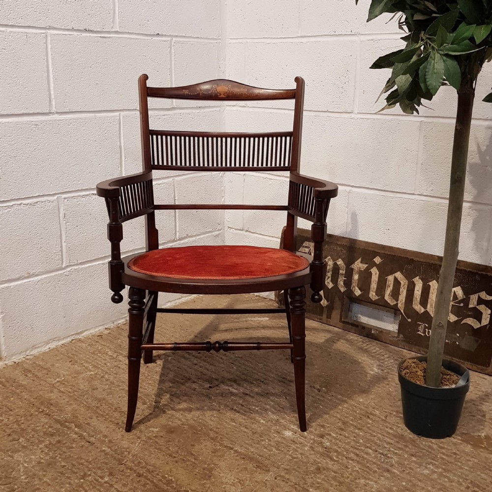 ANTIQUE EDWARDIAN. INLAID MAHOGANY SALON CHAIR C1900 View VII