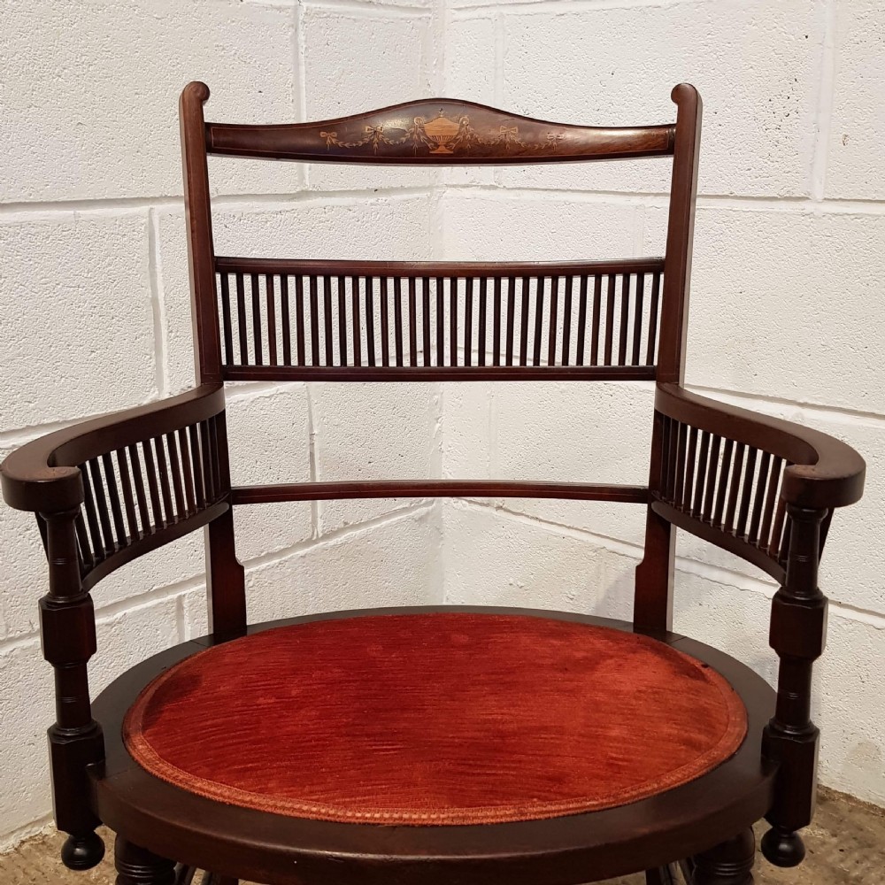 ANTIQUE EDWARDIAN. INLAID MAHOGANY SALON CHAIR C1900 View VIII