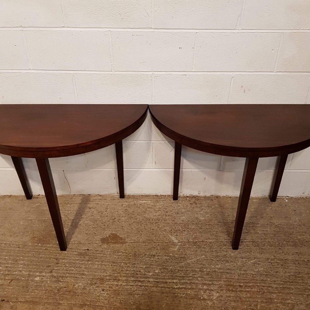 ANTIQUE PAIR EDWARDIAN. AHOGANY DEMI LUNE SIDE TABLES C1900 View IV