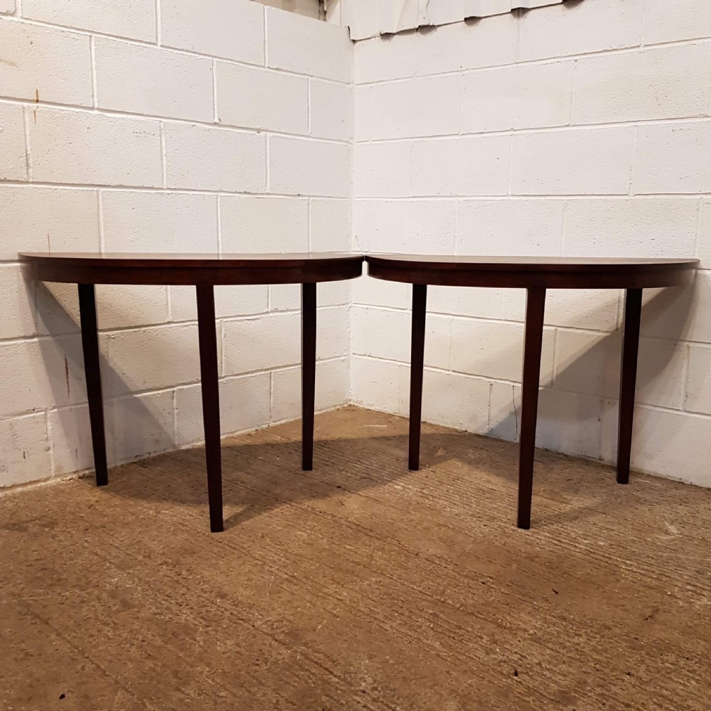ANTIQUE PAIR EDWARDIAN. AHOGANY DEMI LUNE SIDE TABLES C1900 View V