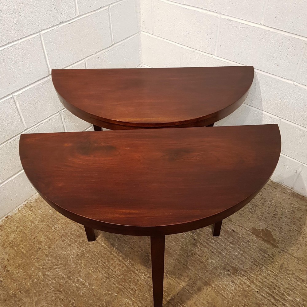 ANTIQUE PAIR EDWARDIAN. AHOGANY DEMI LUNE SIDE TABLES C1900 View VI