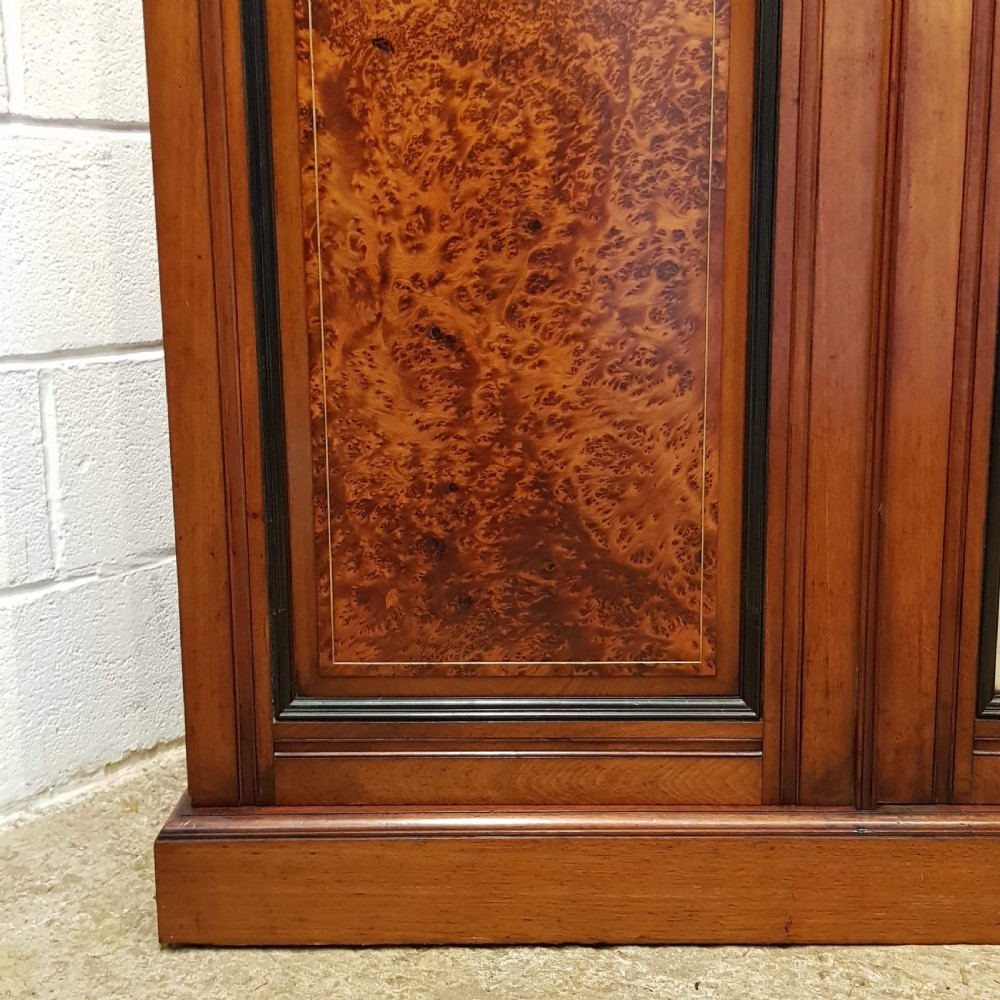ANTIQUE VICTORIAN AESTHETIC BURR WALNUT & EBONY TRIPLE WARDROBE COMPACTUM C1890 View V