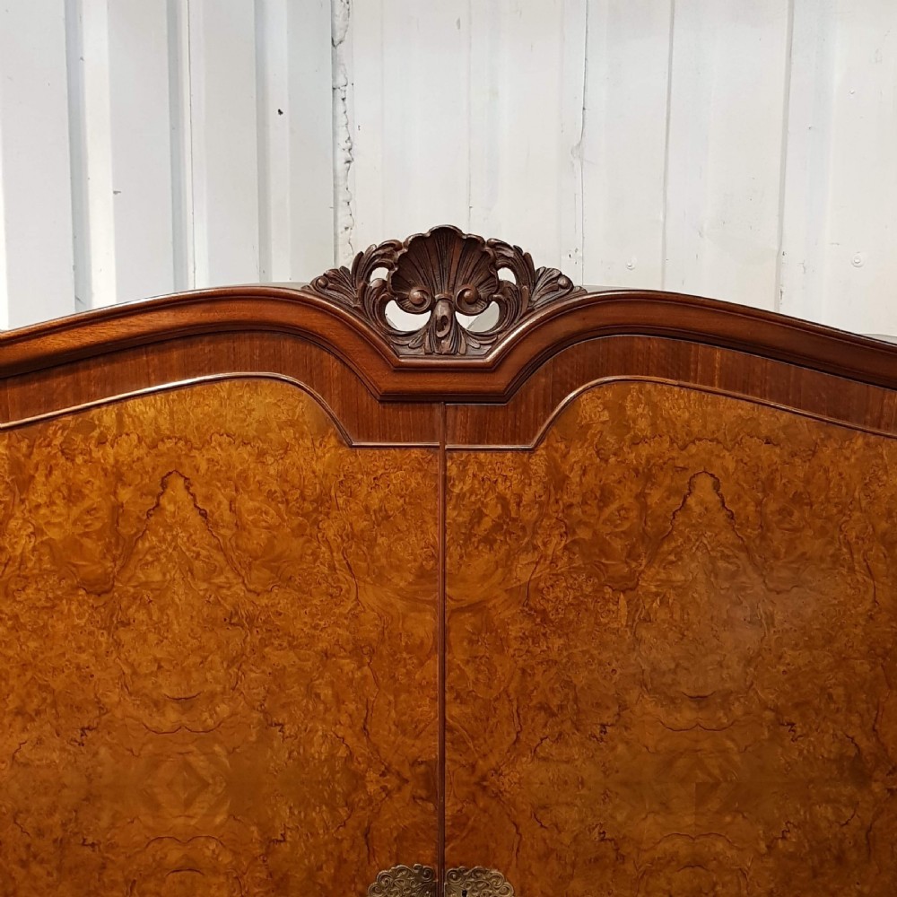 ANTIQUE BURR WALNUT QUEEN ANNE DOUBLE WARDROBE C1920 View II