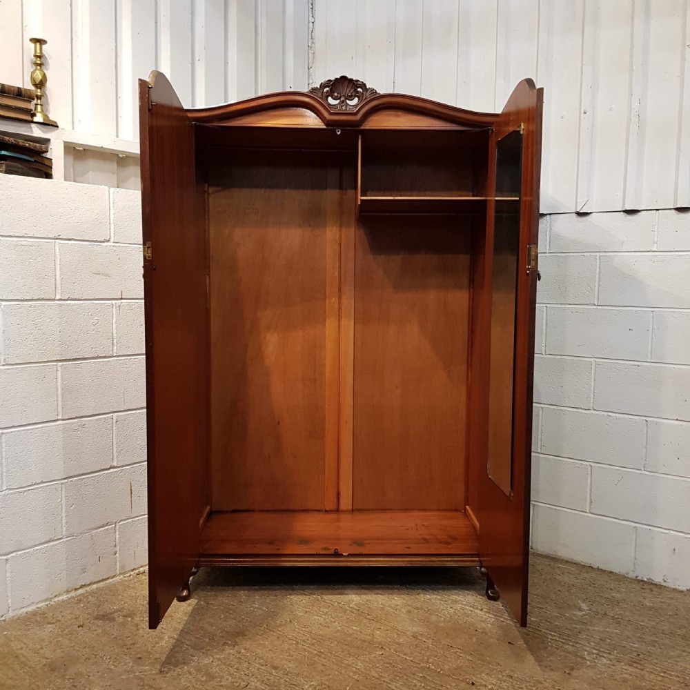 ANTIQUE BURR WALNUT QUEEN ANNE DOUBLE WARDROBE C1920 View III