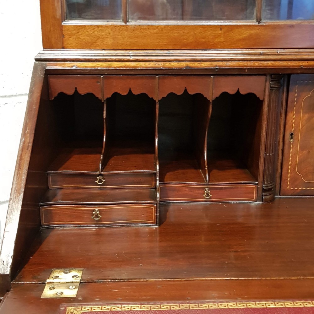 ANTIQUE REGENCY MAHOGANY ASTRAGAL GLAZED BUREAU BOOKCASE C1820 View II