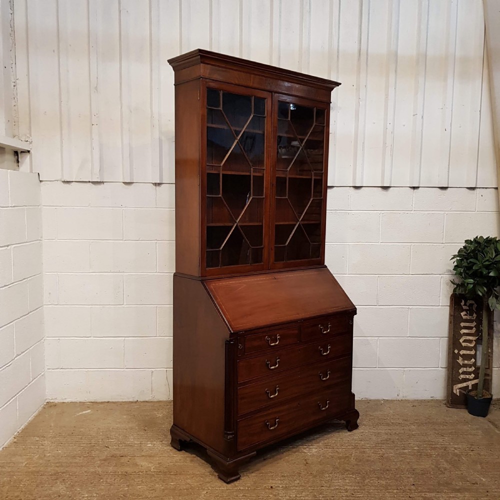 ANTIQUE REGENCY MAHOGANY ASTRAGAL GLAZED BUREAU BOOKCASE C1820 View III