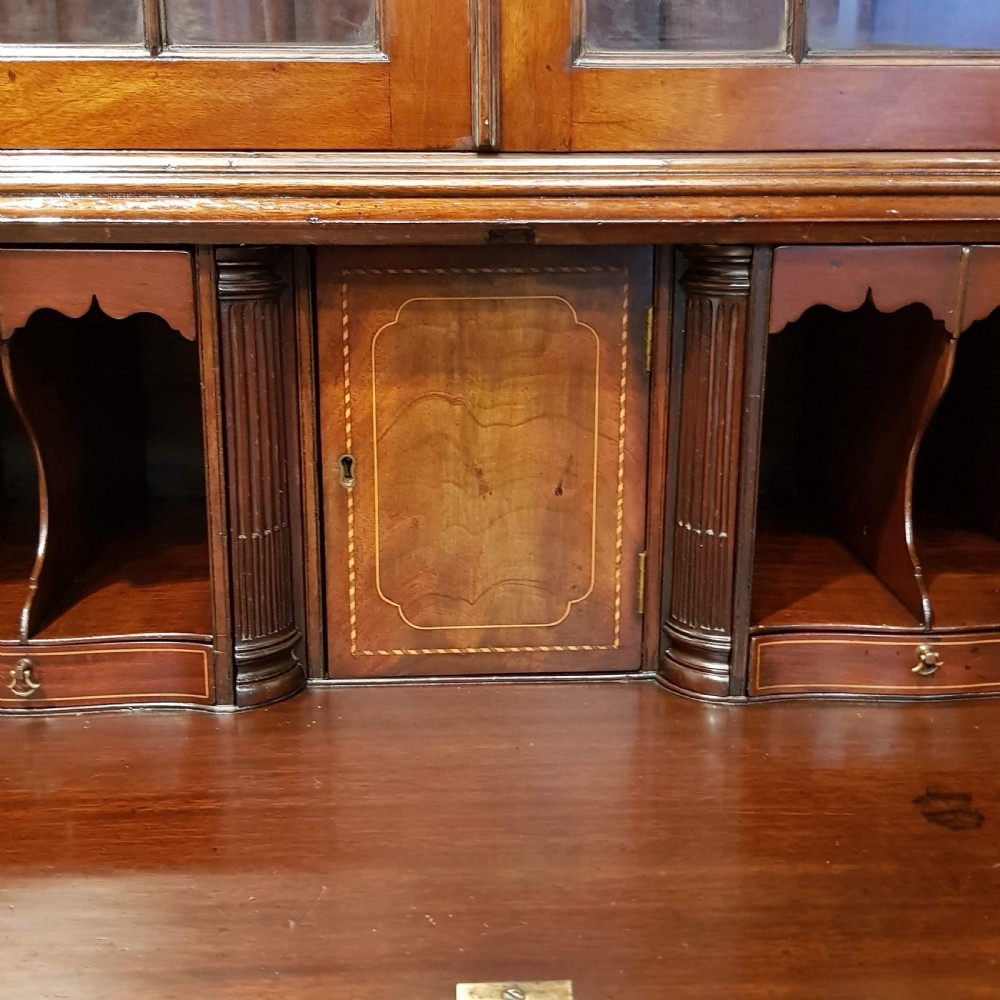 ANTIQUE REGENCY MAHOGANY ASTRAGAL GLAZED BUREAU BOOKCASE C1820 View IV