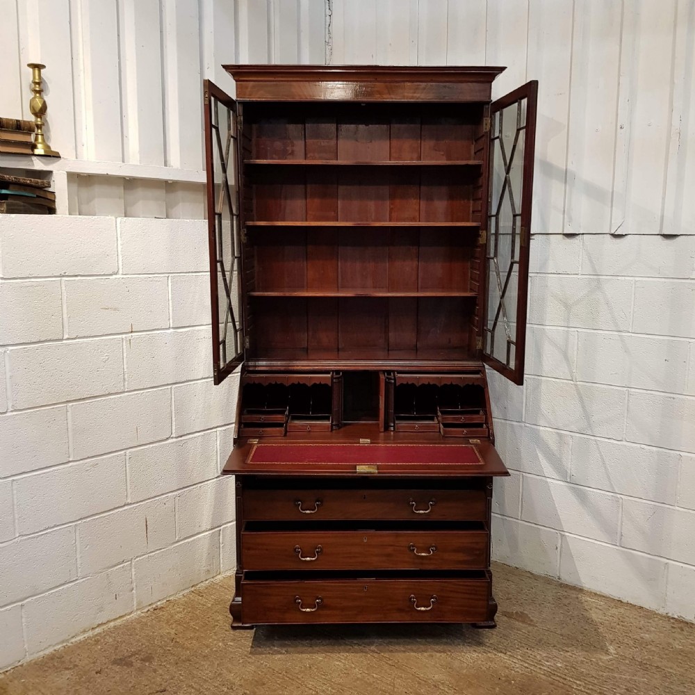 ANTIQUE REGENCY MAHOGANY ASTRAGAL GLAZED BUREAU BOOKCASE C1820 View V