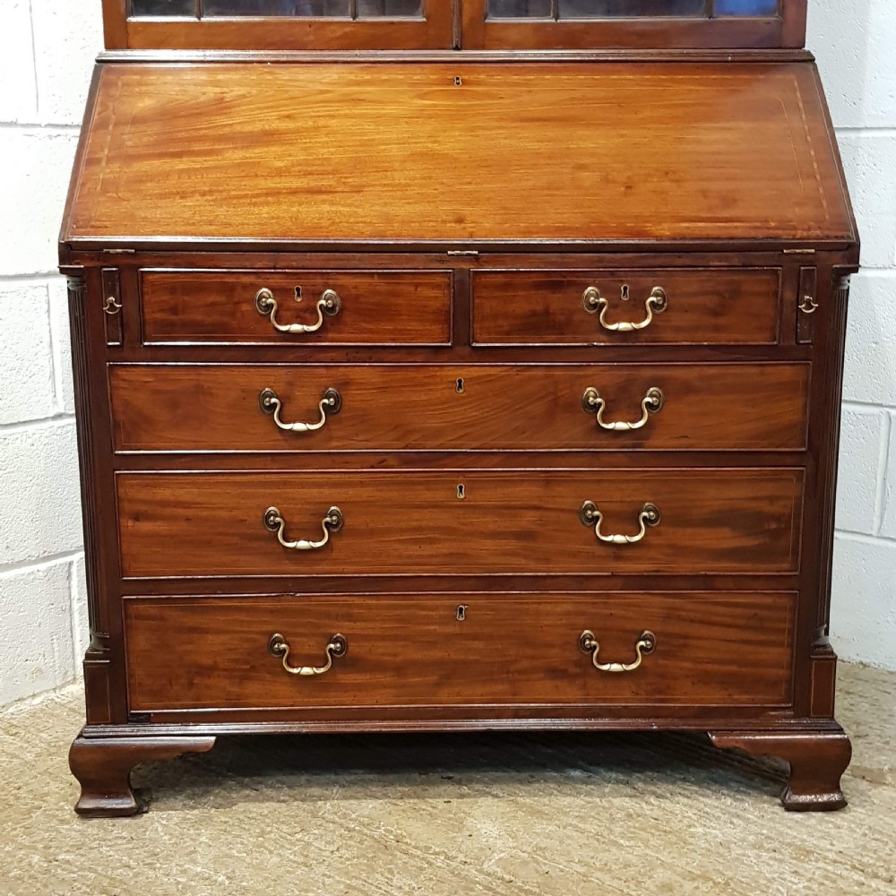 ANTIQUE REGENCY MAHOGANY ASTRAGAL GLAZED BUREAU BOOKCASE C1820 View VI