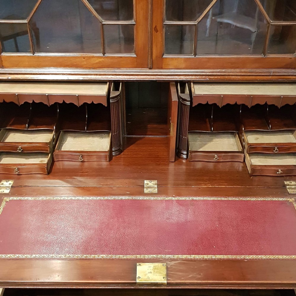 ANTIQUE REGENCY MAHOGANY ASTRAGAL GLAZED BUREAU BOOKCASE C1820 View VII