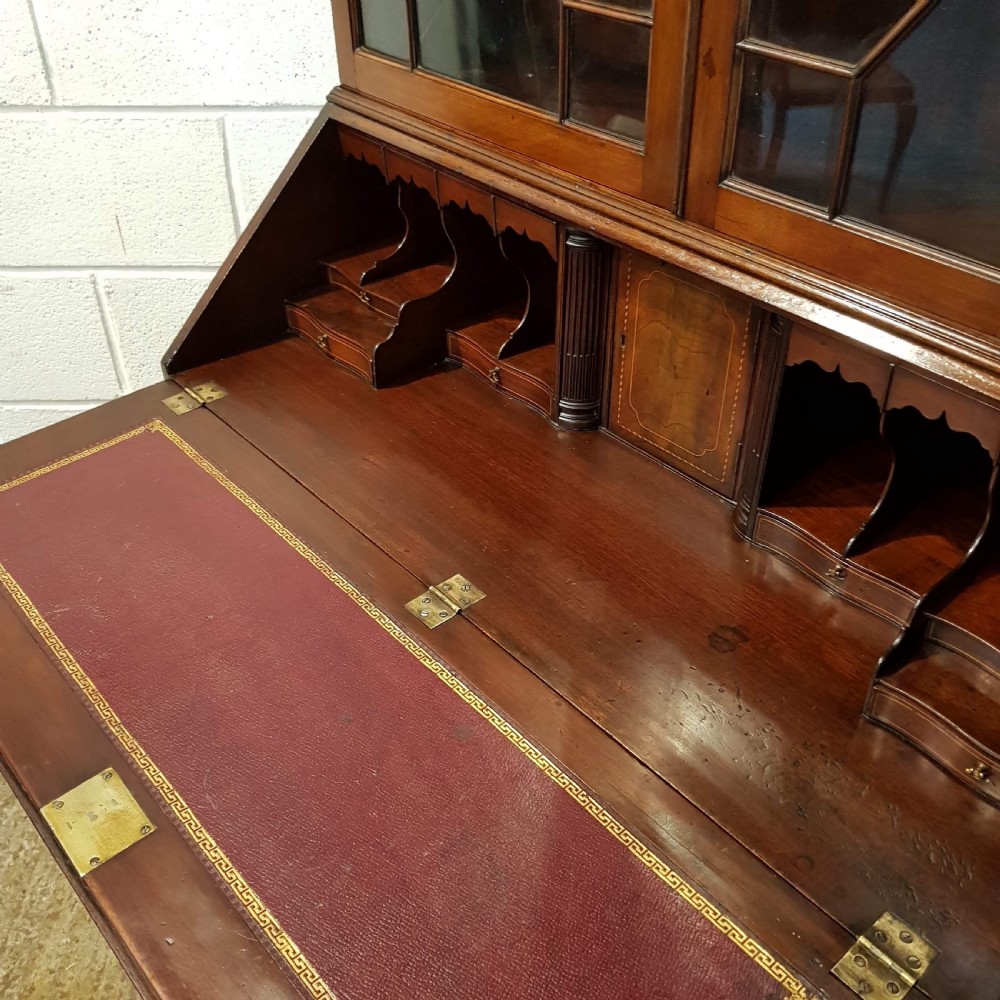 ANTIQUE REGENCY MAHOGANY ASTRAGAL GLAZED BUREAU BOOKCASE C1820 View VIII