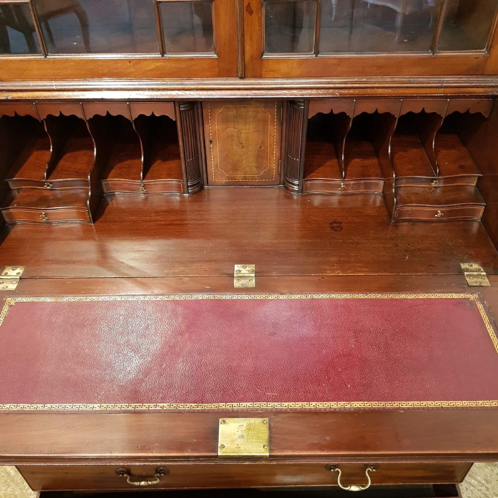 ANTIQUE REGENCY MAHOGANY ASTRAGAL GLAZED BUREAU BOOKCASE C1820 View IX