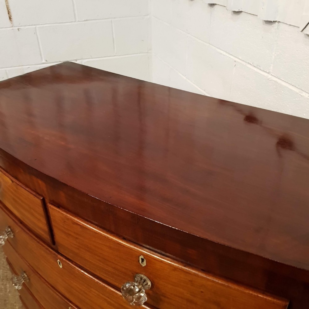 ANTIQUE VICTORIAN MAHOGANY BOW FRONT CHEST OF DRAWERS C1880 View II