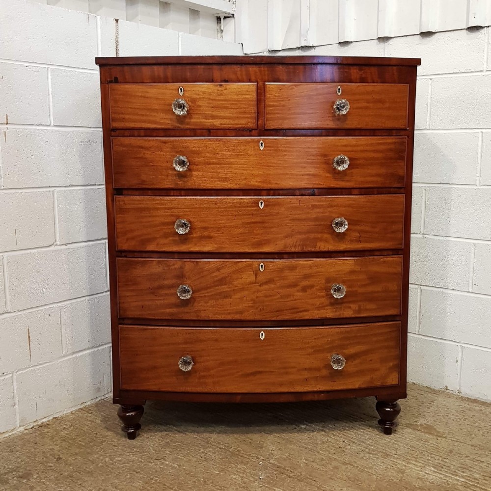 ANTIQUE VICTORIAN MAHOGANY BOW FRONT CHEST OF DRAWERS C1880 View VI
