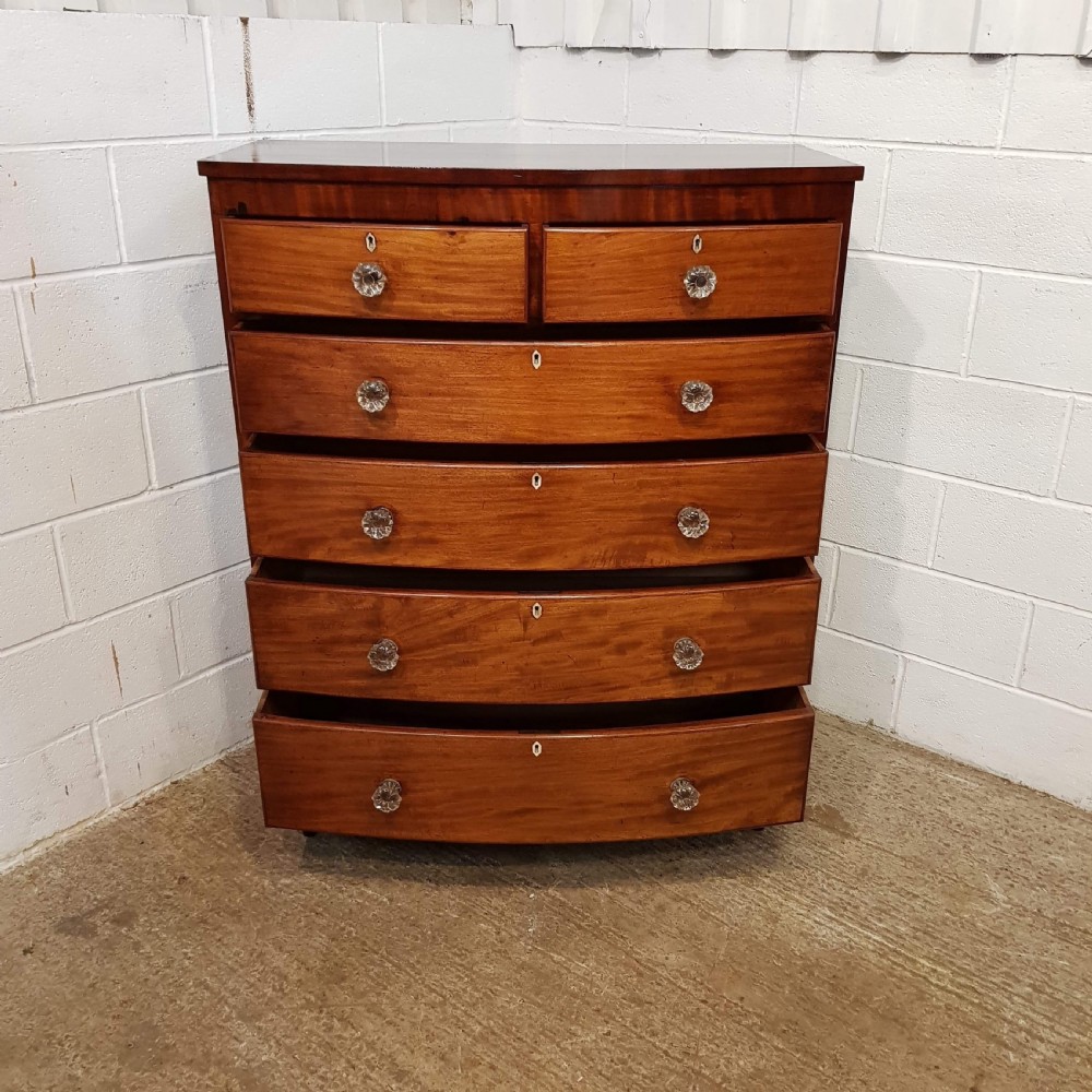 ANTIQUE VICTORIAN MAHOGANY BOW FRONT CHEST OF DRAWERS C1880 View VII