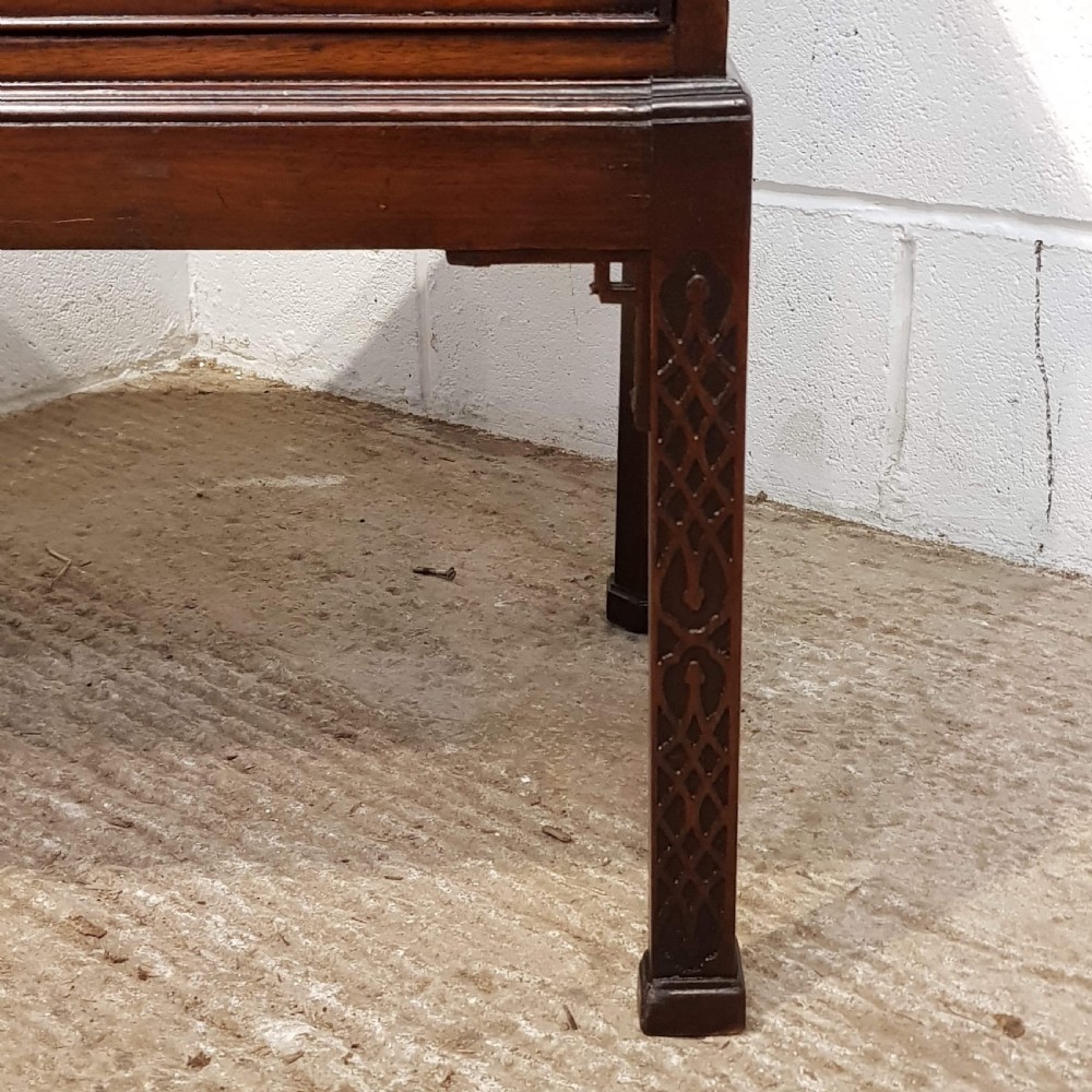 ANTIQUE EDWARDIAN MAHOGANY CHIPPENDALE DWARF CHEST OF DRAWERS ON STAND C1900 View VII