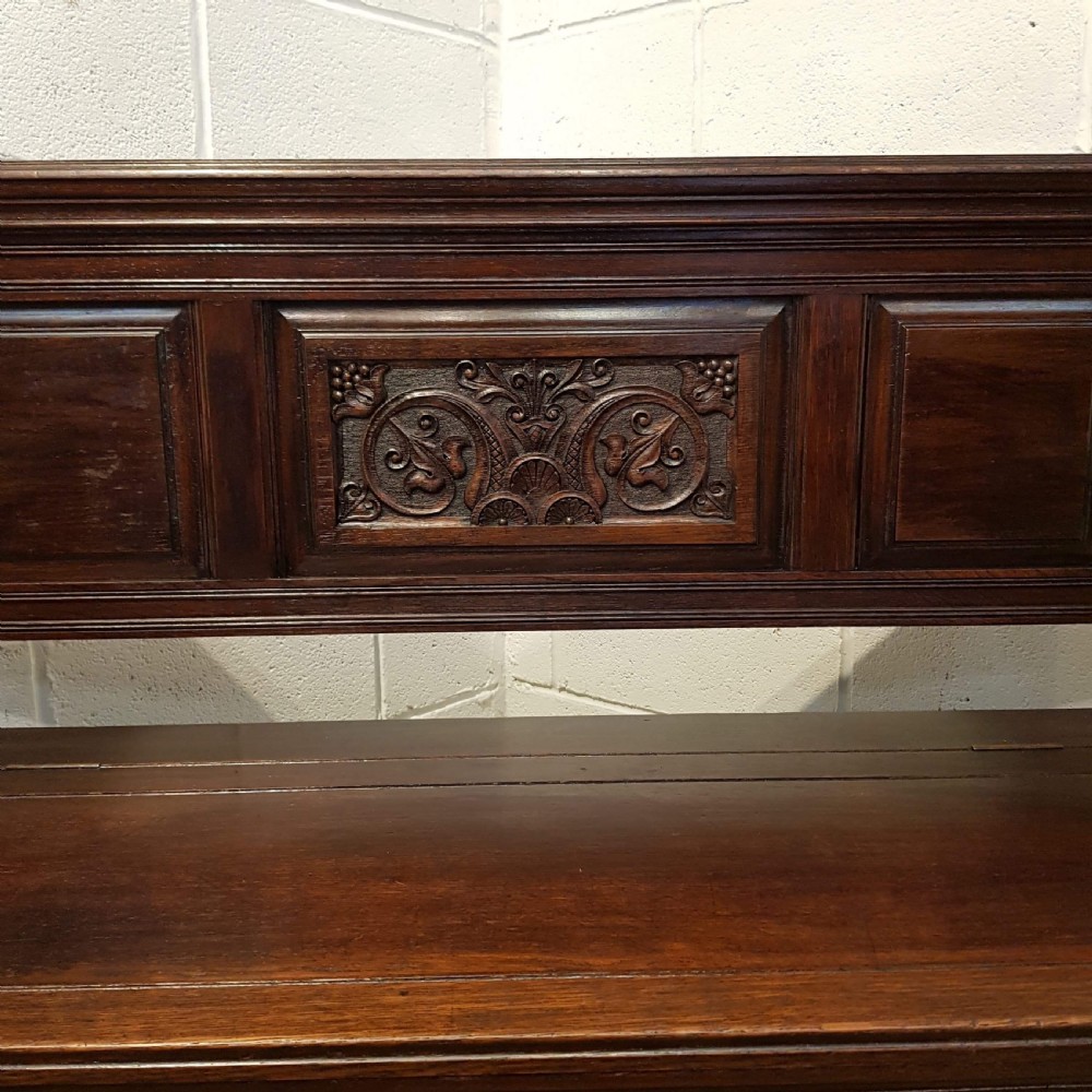 ANTIQUE LATE VICTORIAN OAK BOX SETTLE BENCH C1890 View V