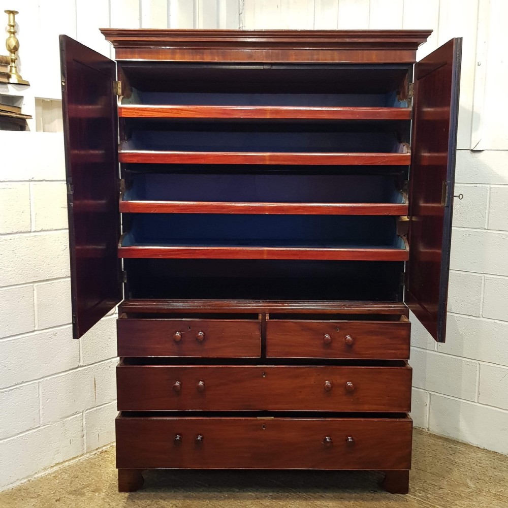 ANTIQUE REGENCY MAHOGANY LINEN PRESS C1820 View IV