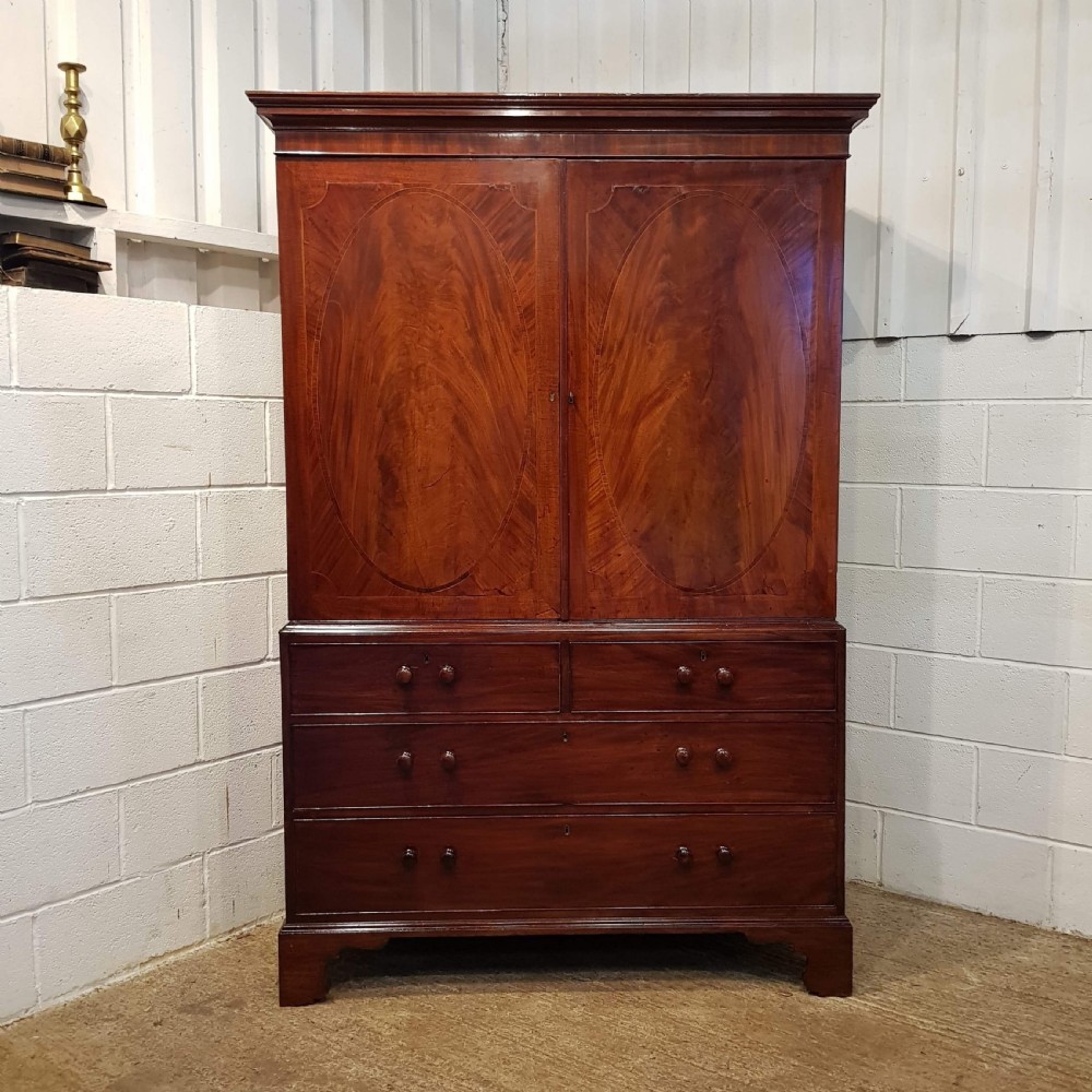 ANTIQUE REGENCY MAHOGANY LINEN PRESS C1820 View VII