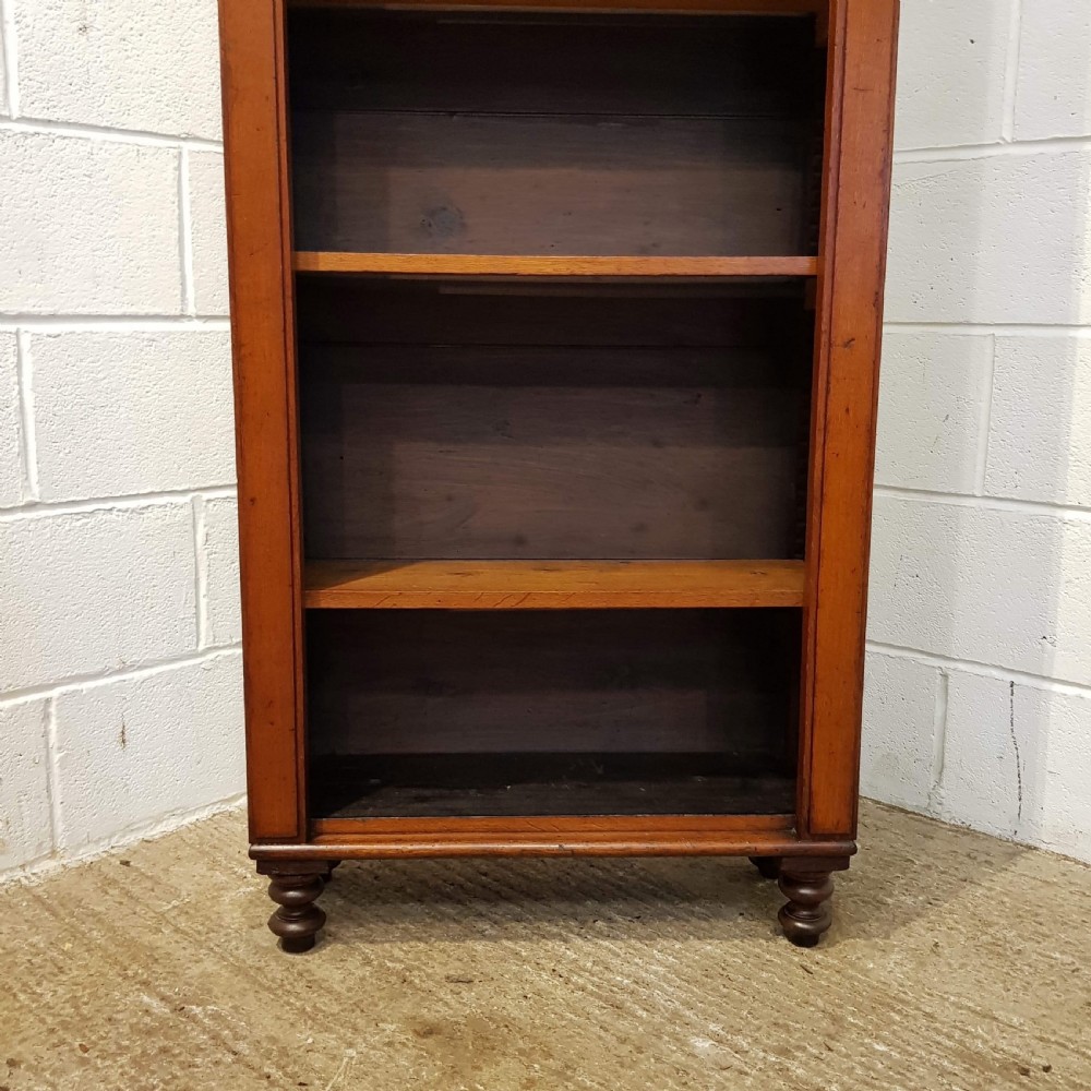 ANTIQUE TALL VICTORIAN OAK OPEN BOOKCASE C1890 View V