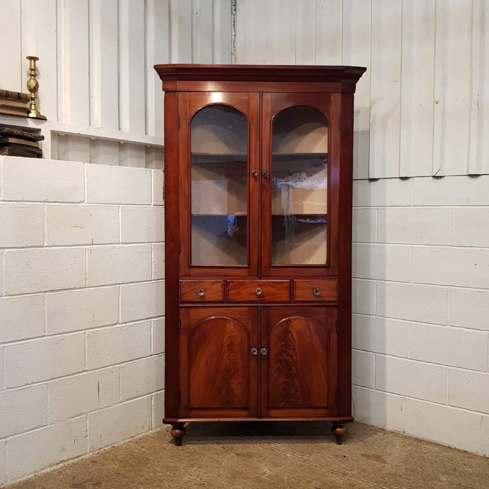 ANTIQUE VICTORIAN MAHOGANY FULL HEIGHT CORNER CABINET C1870 View IV