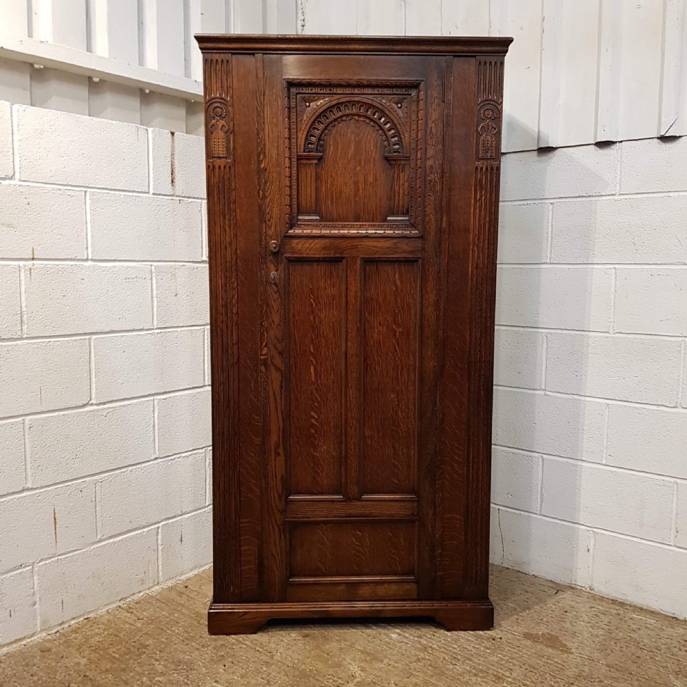 ANTIQUE OAK HALL CUPBOARD C1920 View V
