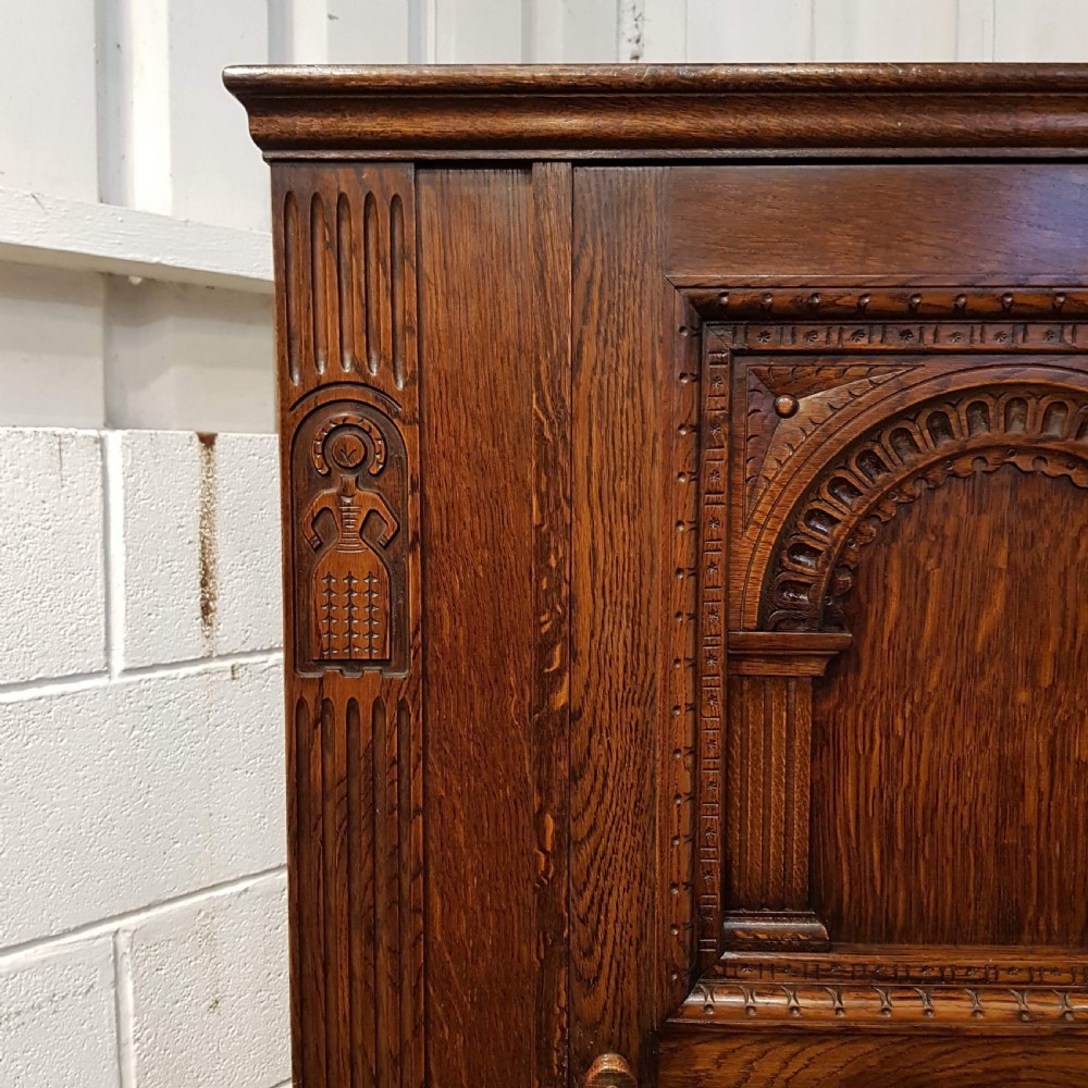 ANTIQUE OAK HALL CUPBOARD C1920 View VI