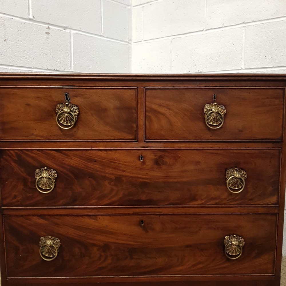 ANTIQUE REGENCY PERIOD FLAMED MAHOGANY CHEST OF DRAWERS C1820 View III