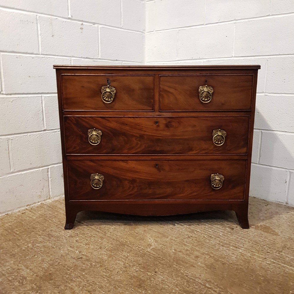 ANTIQUE REGENCY PERIOD FLAMED MAHOGANY CHEST OF DRAWERS C1820 View V