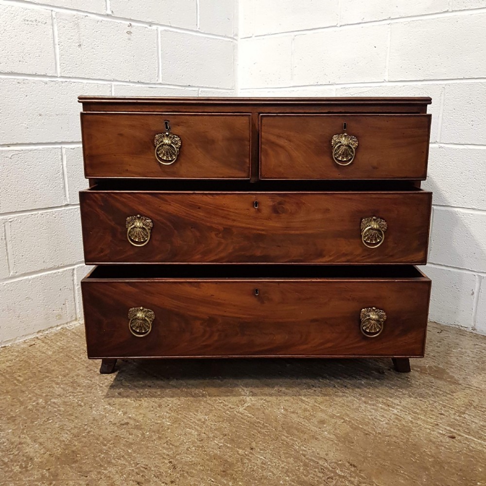 ANTIQUE REGENCY PERIOD FLAMED MAHOGANY CHEST OF DRAWERS C1820 View VI