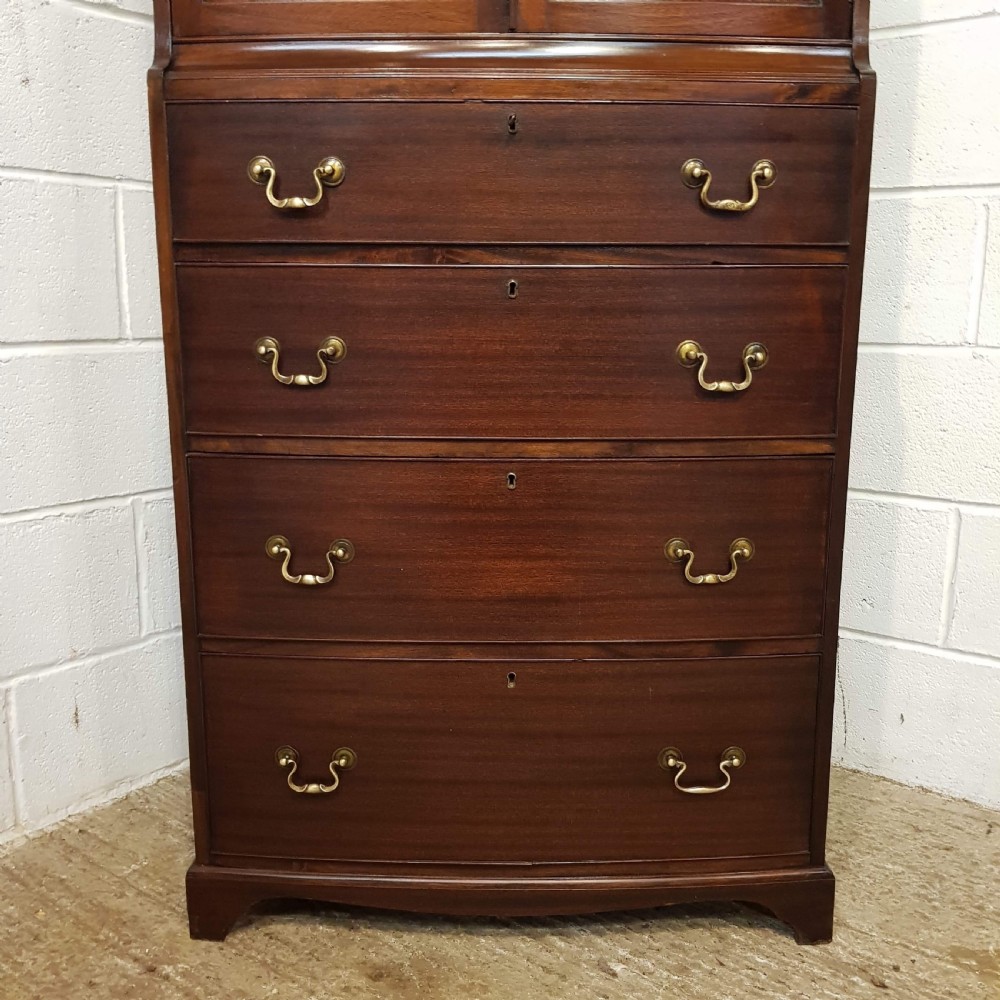 ANTIQUE EDWARDIAN MAHOGANY DWARF BOW FRONT CLOTHES LINEN PRESS C1900 View VI