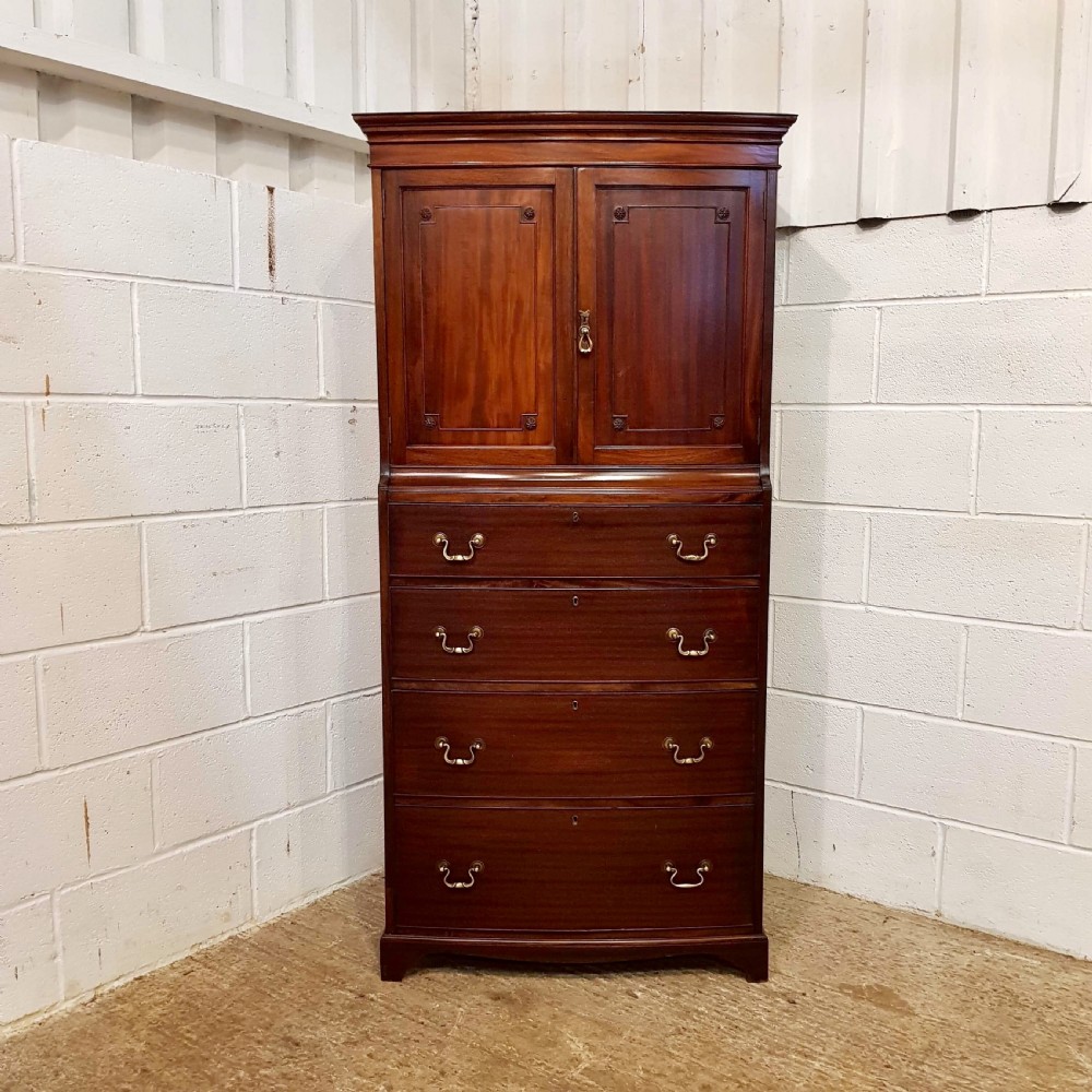 ANTIQUE EDWARDIAN MAHOGANY DWARF BOW FRONT CLOTHES LINEN PRESS C1900 View VII