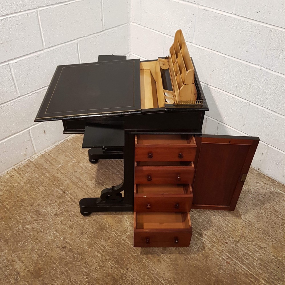 ANTIQUE VICTORIAN AESTHETIC EBONISED AND GILT DAVENPORT DESK C1890 View V