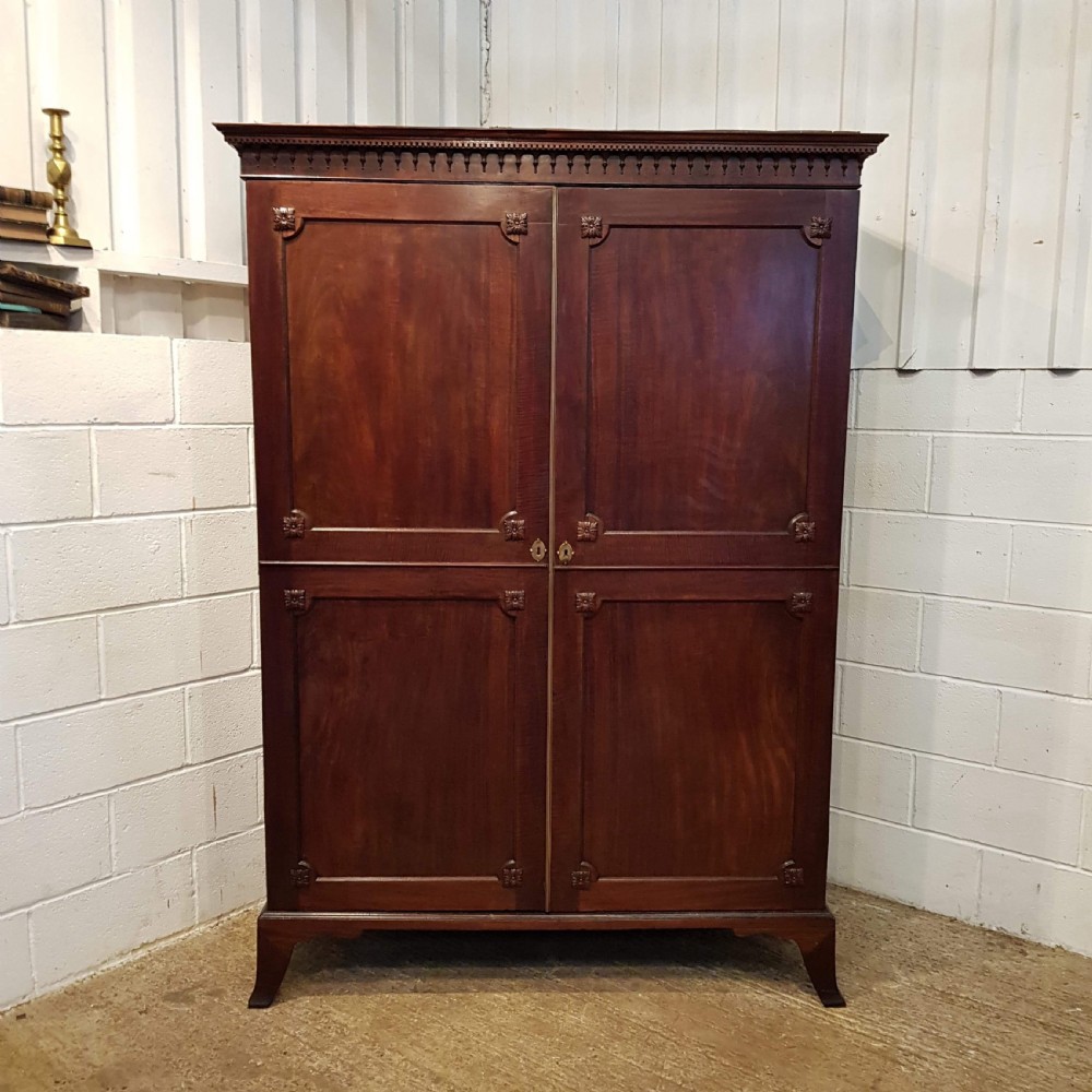 ANTIQUE REGENCY MAHOGANY CAMPAIGN DOUBLE WARDROBE C1820 View III