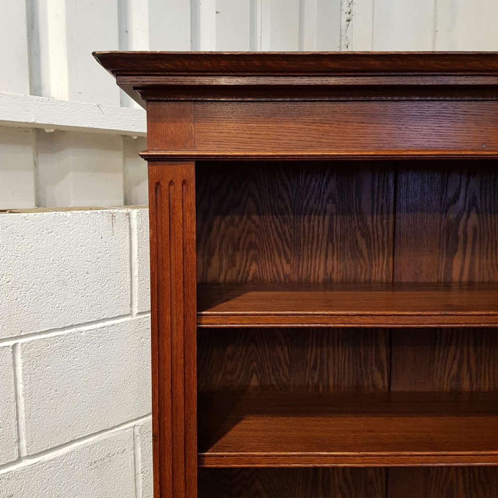 ANTIQUE VICTORIAN TALL OAK OPEN BOOKCASE C1880 View IV