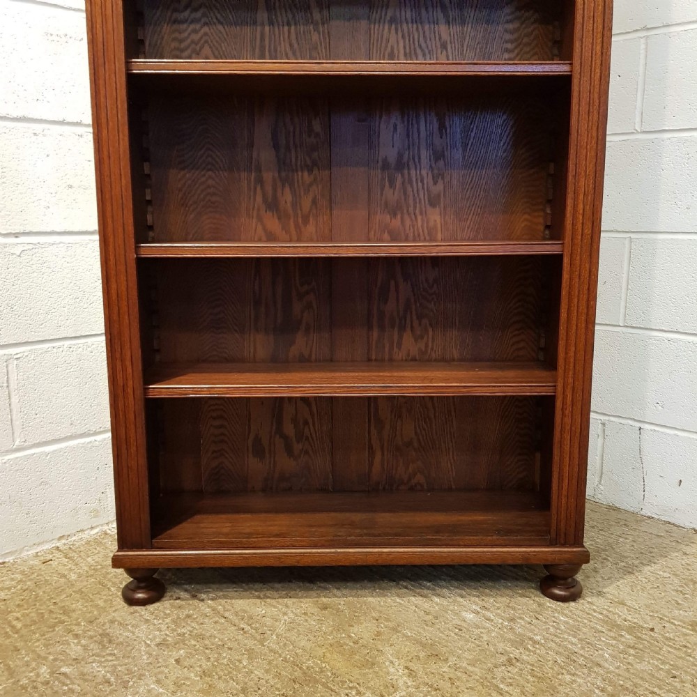 ANTIQUE VICTORIAN TALL OAK OPEN BOOKCASE C1880 View V