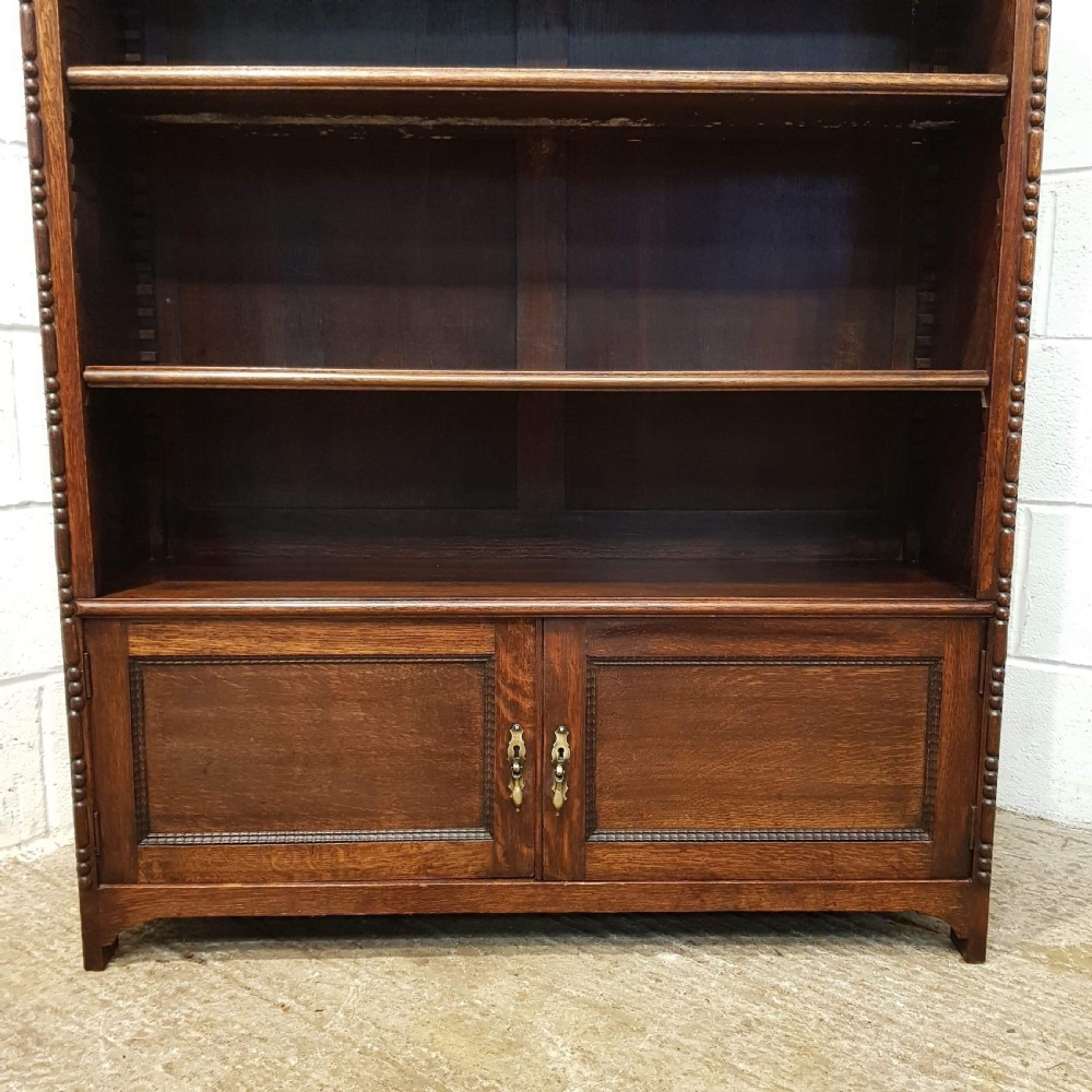 ANTIQUE OAK OPEN BOOKCASE C1920 View V