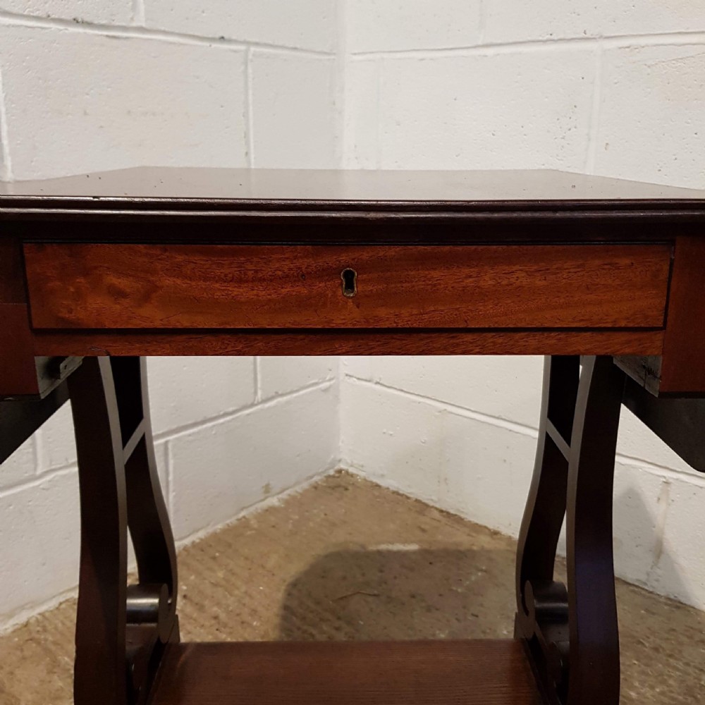 ANTIQUE REGENCY MAHOGANY LYRE END DROP LEAF SOFA TABLE C1820 View II