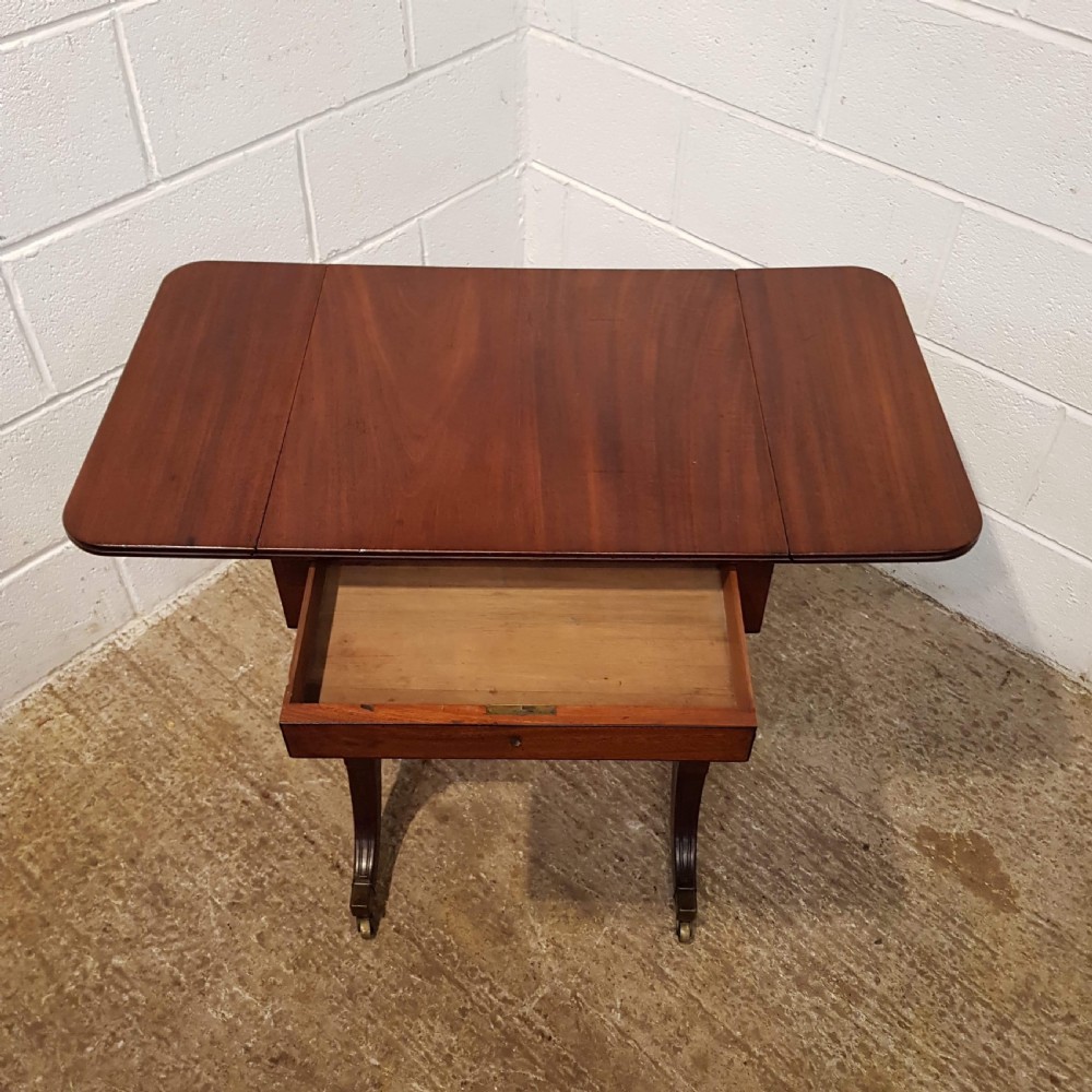 ANTIQUE REGENCY MAHOGANY LYRE END DROP LEAF SOFA TABLE C1820 View III