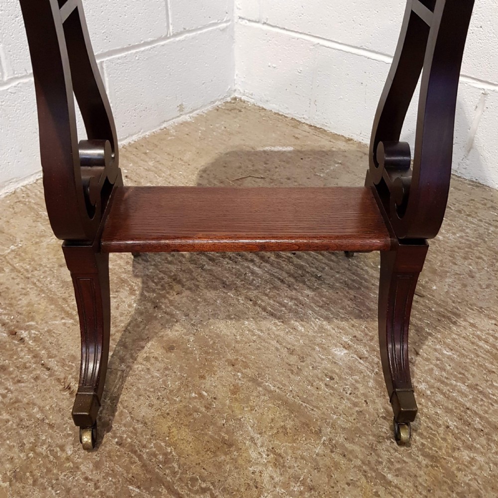 ANTIQUE REGENCY MAHOGANY LYRE END DROP LEAF SOFA TABLE C1820 View IV