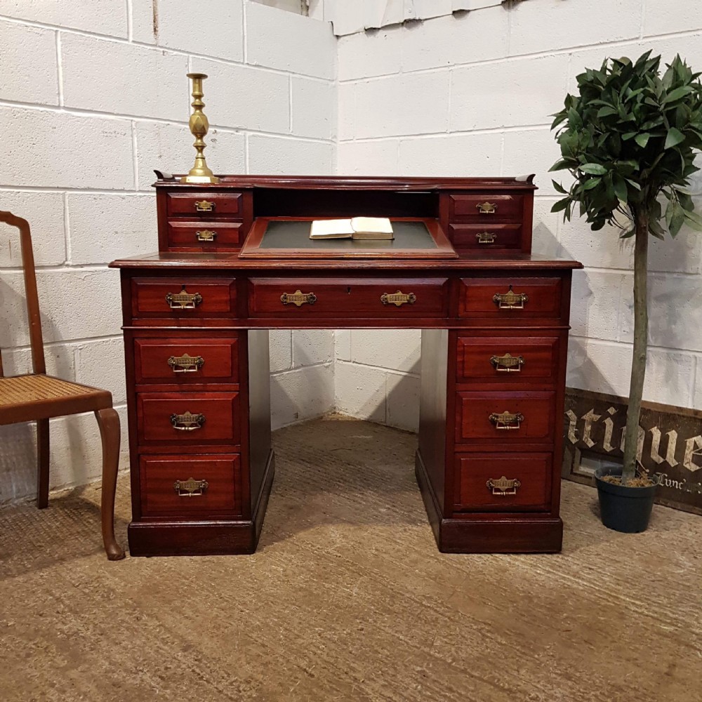 ANTIQUE VICTORIAN MAHOGANY DICKENS TWIN PEDESTAL DESK C1880