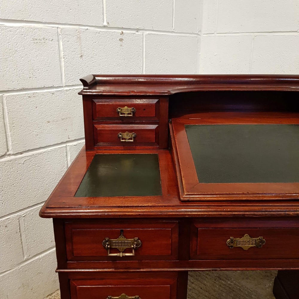 ANTIQUE VICTORIAN MAHOGANY DICKENS TWIN PEDESTAL DESK C1880 View IV