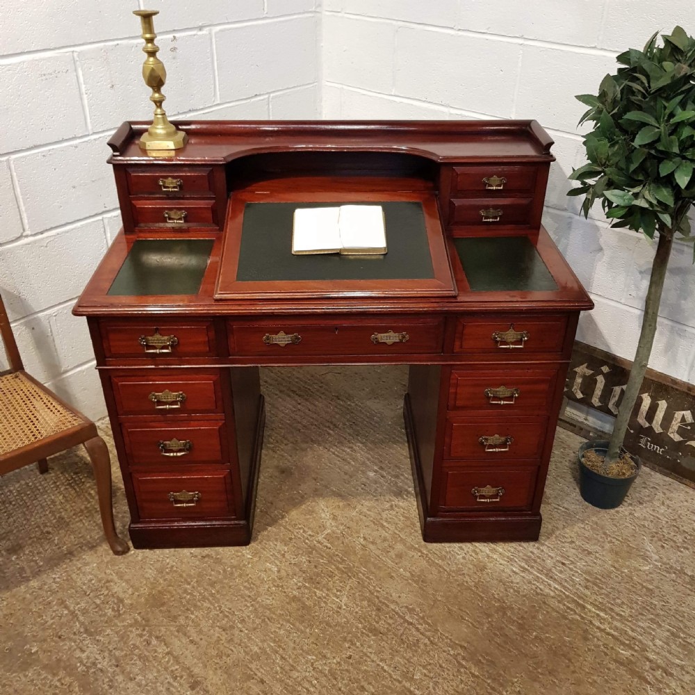 ANTIQUE VICTORIAN MAHOGANY DICKENS TWIN PEDESTAL DESK C1880 View VI