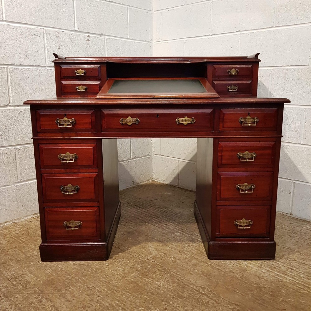 ANTIQUE VICTORIAN MAHOGANY DICKENS TWIN PEDESTAL DESK C1880 View VII