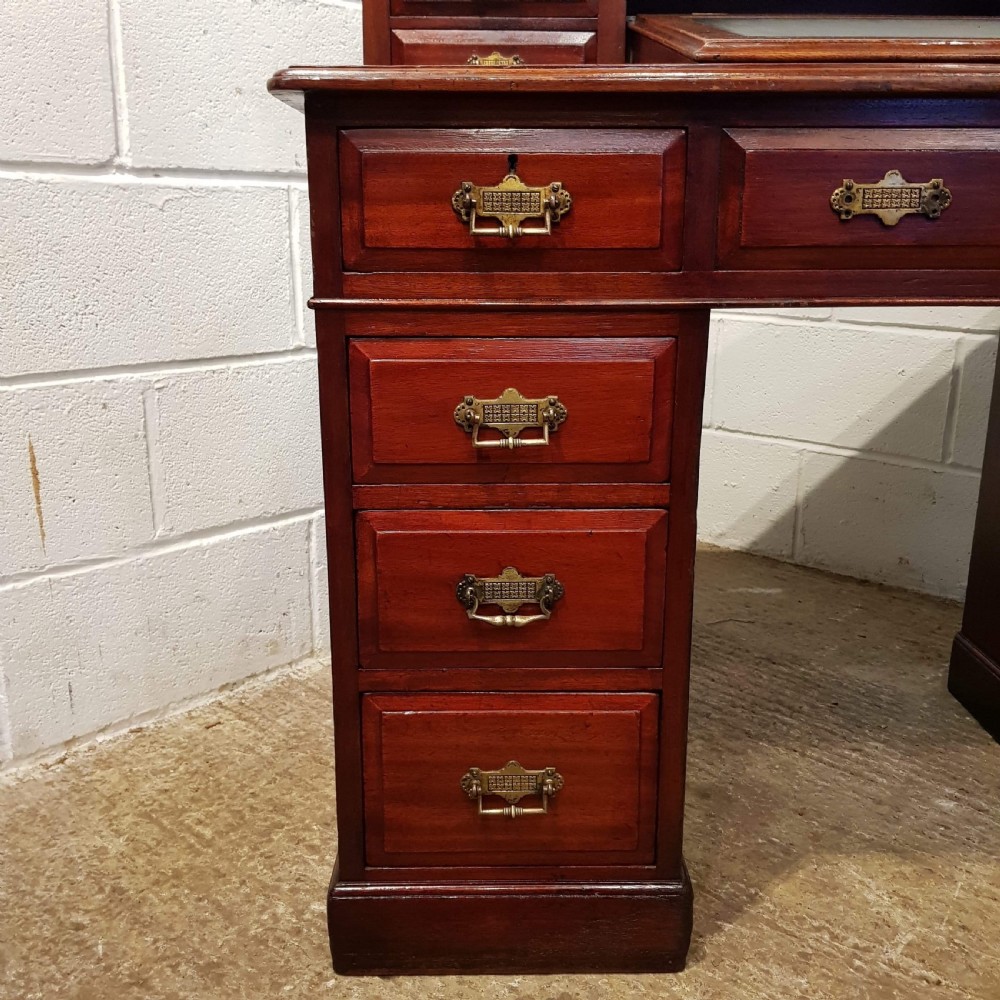 ANTIQUE VICTORIAN MAHOGANY DICKENS TWIN PEDESTAL DESK C1880 View IX