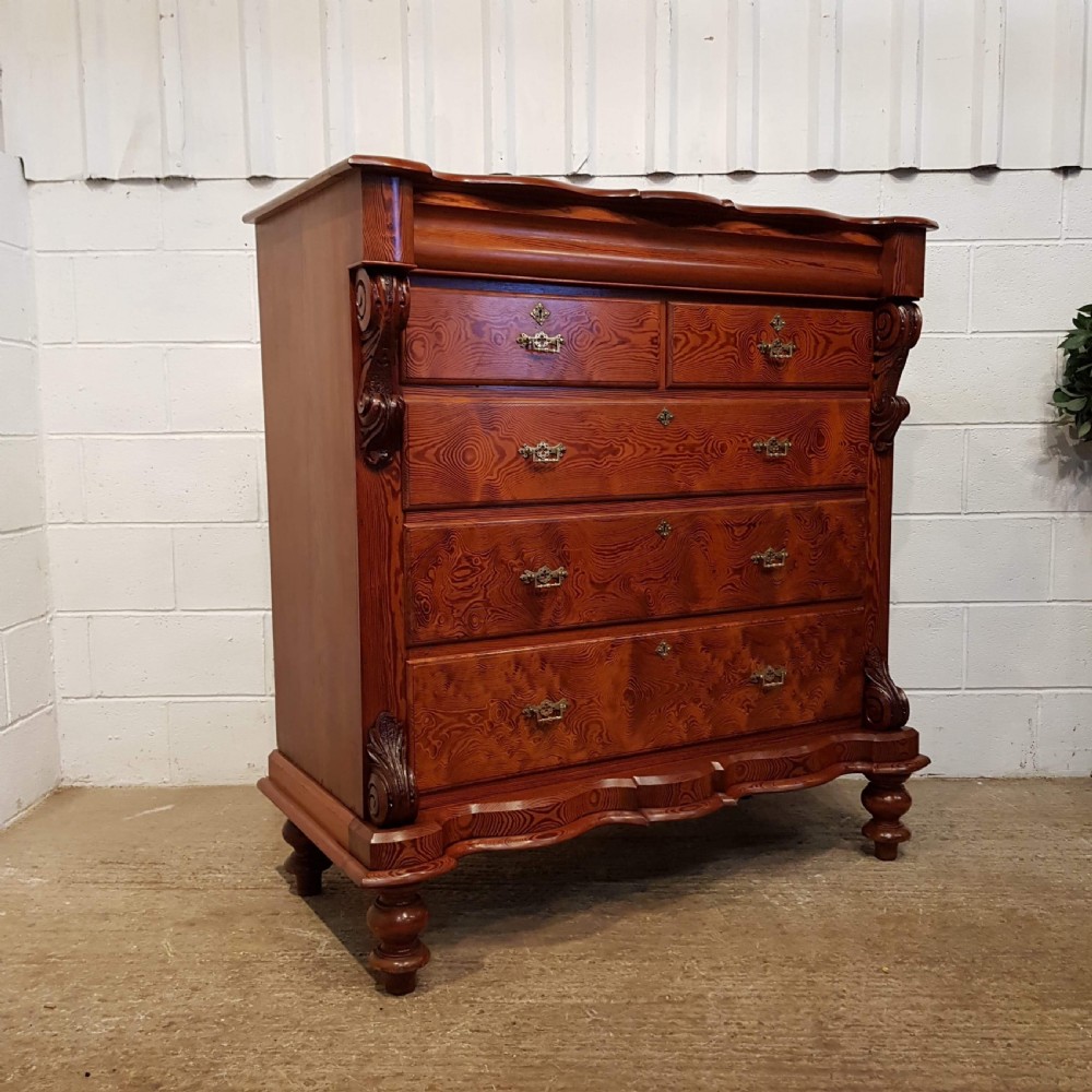 ANTIQUE VICTORIAN PITCH PINE SCOTCH CHEST OF DRAWERS C1880 View II