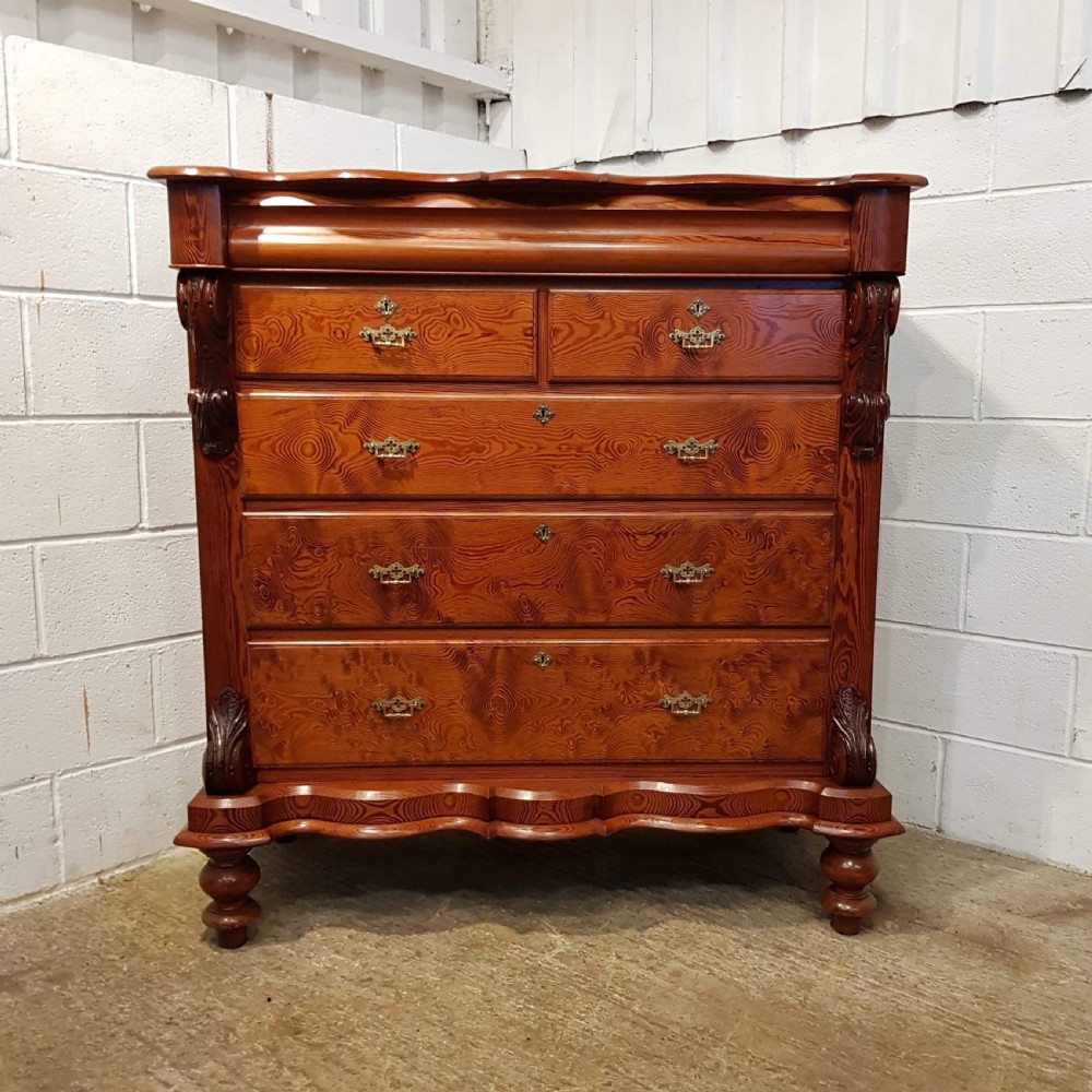ANTIQUE VICTORIAN PITCH PINE SCOTCH CHEST OF DRAWERS C1880 View III