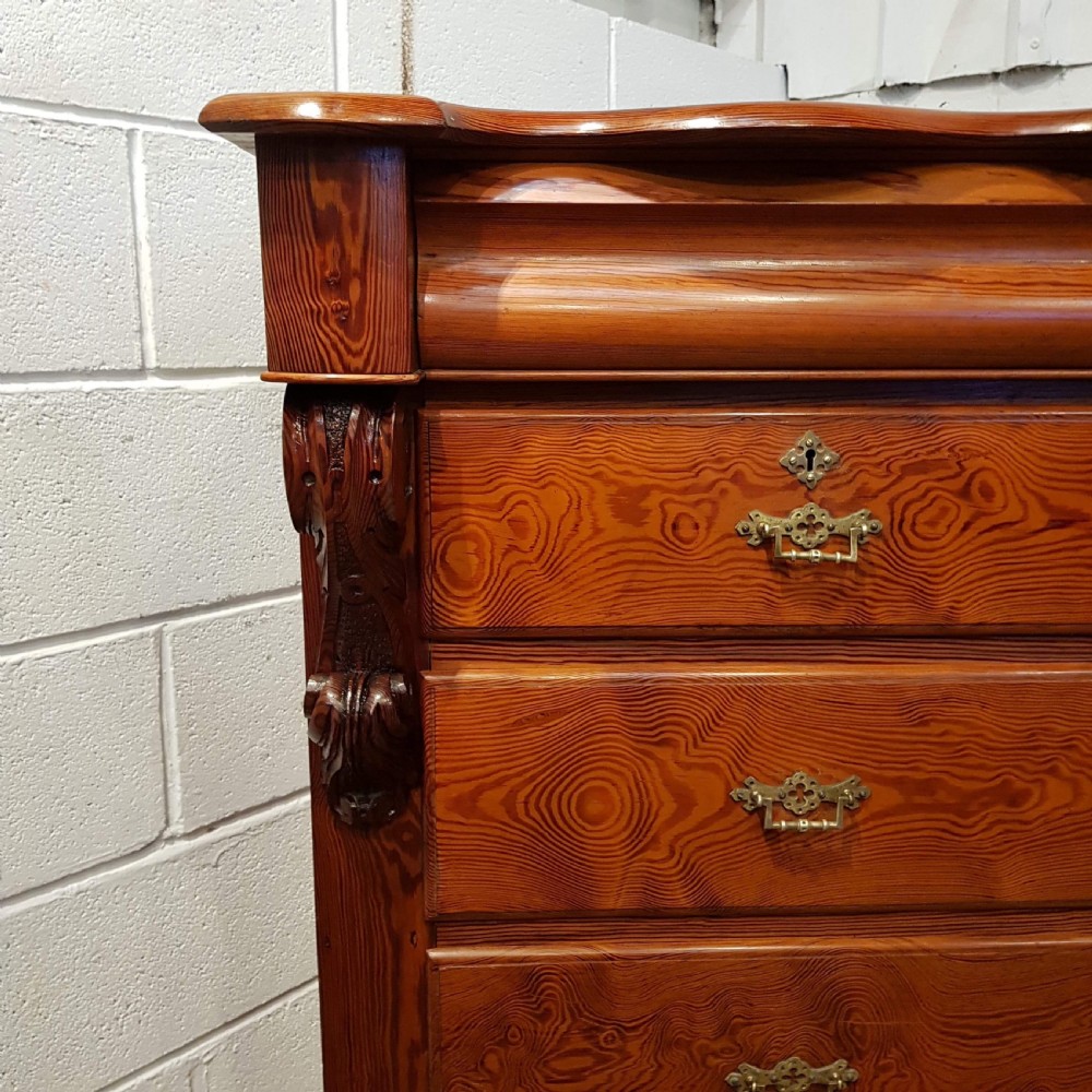 ANTIQUE VICTORIAN PITCH PINE SCOTCH CHEST OF DRAWERS C1880 View V