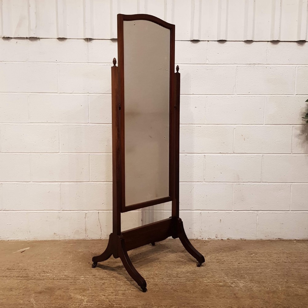ANTIQUE MAHOGANY CHEVAL MIRROR C1920 View III