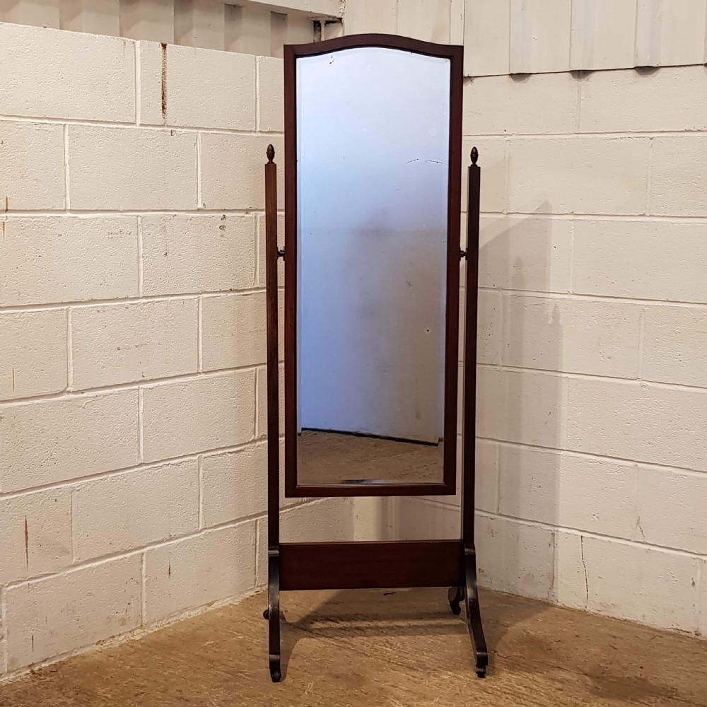 ANTIQUE MAHOGANY CHEVAL MIRROR C1920 View V